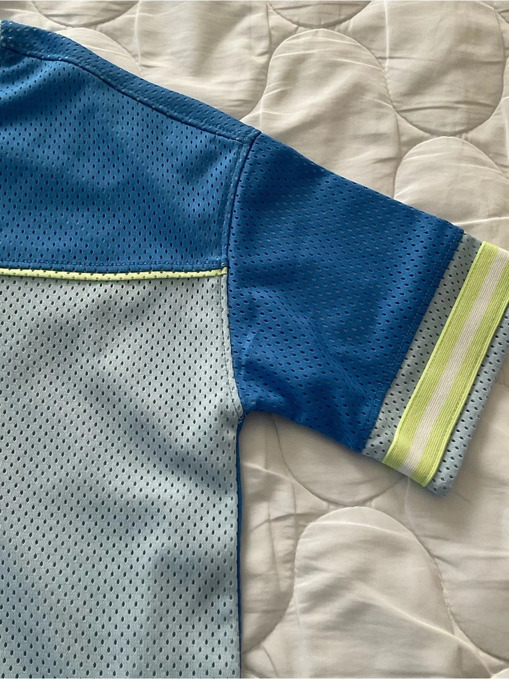Old Navy Light Blue and Blue Mesh color-block T-shirt